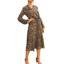 Ladies Leopard Print Dress Women Sexy A-Line Beach Dresses Female Bandage Long Sleeve Bohemian Midi Summer Woman Dress Vestidos 2024 - buy cheap