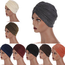 Indian Turban Muslim Women Hijab Underscarf Glitter Bonnet Chemo Cap Pleated Cancer Hat Islam Headwear Scarf Beanie Inner 2022 - buy cheap