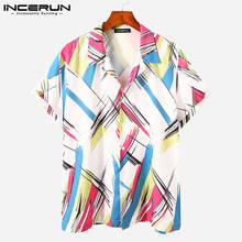 INCERUN Summer Men Casual Shirt Printed Streetwear Lapel Short Sleeve Button Breathable Vacation Hawaiian Shirts 2021 Camisas 2024 - buy cheap