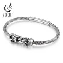 Fongten Skull Charm Bicycle Chain Biker Bangle Bracelet Stainless Steel Punk Bracelets Jewelry 2024 - buy cheap