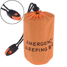 Полиэтиленовый спальный мешок с алюминиевой пленкой, портативный аварийный мешок на шнурке со свистком, уличный спальный мешок для экстренного отдыха и кемпинга 2024 - купить недорого