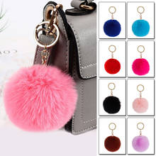 Fluffy Plush Rabbit Fur Pompom Key Chains Ladies Luggage Bag Pendant Key holder Women Jewelry Accessories Fashion Car Keyring 2024 - buy cheap