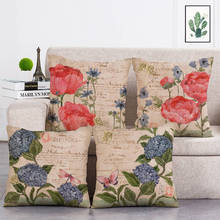 Flower Pattern Decorative Cushion Cover Pillow Pillowcase Linen 45*45 Throw Pillows Home Decor Pillowcove T77 2024 - buy cheap