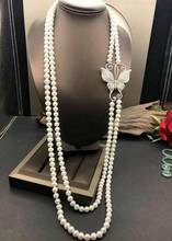 Beautiful 2row 8-9mm natural white pearl necklace 24"-26" 2024 - buy cheap