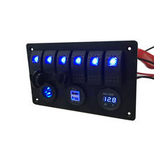 Waterproof Auto ATV Marine Boat 6 Gang Circuit Blue LED Rocker Panel Switch Kit 2024 - buy cheap