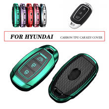 TPU Carbon Fiber Car Smart Remote Key Cover Fob Case Shell Holder Protector For Hyundai Santa Fe Accent Elantra GT Veloster 2024 - buy cheap