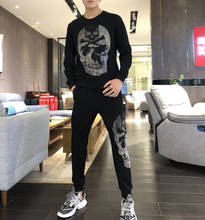 The new tracksuit 2020  hot sale  full of drills Men set r Men's Casual tracksuit two pieces Black 2024 - buy cheap