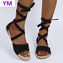 HOT Summer Women Sandals Platform Flat Heels Cross Strap Ankle Lace Up Peep Toe 2021 Beach Party Ladies Shoes Zapatos Sandals 2024 - buy cheap