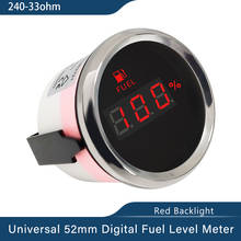 Waterproof 52mm Digital Fuel Level Gauge Meter 0-190ohm 240-33ohm Signal with Red Backlight 12V/24V for Car Boat 2024 - buy cheap