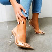 Mhyons sapatos de salto alto femininos, sapatos de salto alto de pvc transparente para festa na moda, para primavera e verão 2024 - compre barato