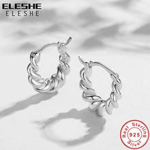 ELESHE 2021 New Twisted Croissant Hoop Earrings 925 Sterling Silver Huggies Earrings for Women Fine Jewelry Engagement Gift 2024 - buy cheap