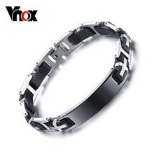 Vnox preto id pulseiras para homem pulseira de aço inoxidável masculino jóias braço manguito pulseira masculino pulseira BR-143 2024 - compre barato