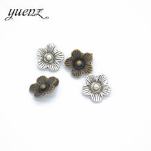 YuenZ-abalorios de aleación para fabricación de joyas, 10 unidades, colgantes de flores de color plata antigua, accesorios de joyería para bricolaje, hechos a mano, 14x14mm, Q146 2024 - compra barato