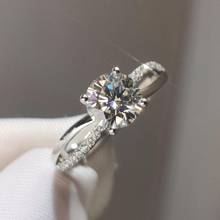 925 prata moissanite anel luxuoso corte redondo moissanite romântico noivado presente aniversário anel 2024 - compre barato