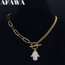 2022 Islam Hand Crystal Stainless Steel Chain Necklaces Women Gold Color Choker Necklace Fashion Jewelry collier femme NXS02 2024 - buy cheap