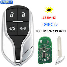 4 Button Smart Card Remote Car Key Fob 433MHZ ID46 Chip for Maserati President Quattroporte Ghibli Levant FCC ID: M3N-7393490 2024 - buy cheap