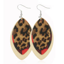 New! New! New Leopard Printed Christmas Glitter Three Layers Faux Leather Earrings Fashion Plaid Teardrop Earrings Gifts Custom 2024 - buy cheap