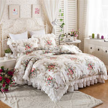 Conjunto de cama 100% algodão estilo coreano, 4 pçs, fronhas, capa de edredom, queen, king size, para meninas 2024 - compre barato