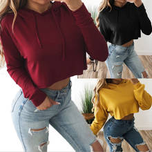 Plain Hoodie Crop Top Autumn Women Casual Loose Punk Hooded Hoodie Long Sleeve Crop Top Fashion Slim Girl Sweatshirts Clothing 2024 - buy cheap