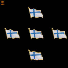 5 uds insignia chapada en oro metálica Europea broche con forma de bandera finlandesa broche con solapa hebilla de seguridad regalo de recuerdo 2024 - compra barato