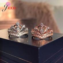 Anéis de prata esterlina para decoração de festa s925, forma de coroa, redondos, de zircônio cúbico, para mulheres 2024 - compre barato