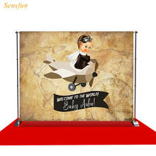 LEVOO Custom Backdrop Baby Shower Plane Boys Vintage Photography Background Photocall Photo Studio Shoot Props Vinyl 2024 - buy cheap