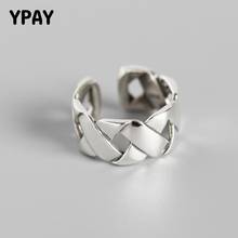 YPAY Genuine 925 Sterling Silver Open Rings for Women Men Vintage Thick Braided Korean Design Fine Party Punk Jewelry YMR729 2024 - buy cheap