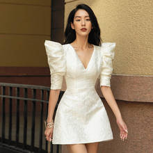 Vestido de verano de manga corta con escote en V para mujer, ropa de alta calidad, elegante, estampado 2024 - compra barato