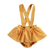 OPPERIAYA Infant Summer Solid Color Culottes Ruffle Lovely Shorts Baby Girls Sleeveless Overalls with Strap Button Yellow 2024 - buy cheap