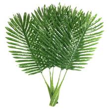 5 pacote folhas de palmeira falso falso artificial planta folhas verde única folha palma para casa cozinha festa suprimentos folhas tropicais deco 2024 - compre barato