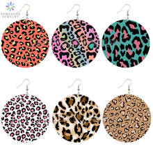 SOMESOOR Leopard Skin Animal Design Printed Afro Fabric Wooden Drop Earrings African Cute Loops Dangle Jewelry For Women Gifts 2024 - buy cheap