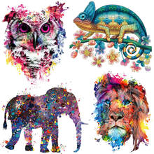 Prajna Parches Heat Transfer Vinyl Patch Stickers Iron On Transfer For Clothes Fabric Elephant Patch Lion Owl Appliques Badges 2024 - buy cheap