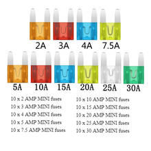 100 шт., автомобильные мини-предохранители 2A, 3A, 4A, 5A, 7.5A, 10A, 15A, 20A, 25A, 30A 2024 - купить недорого