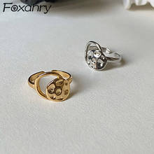 Foxanry-anillos de boda de Plata de Ley 925 para mujer, joyería de novia chapada en oro, geométrica Irregular, creativa, nueva moda 2024 - compra barato