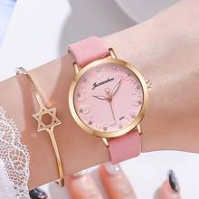 Элегантные женские розовые наручные часы, роскошные модные женские часы с браслетом, повседневные дизайнерские женские кварцевые часы с цветочным циферблатом и тонким кожаным ремешком 2024 - купить недорого