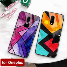 Fashion Glass case For Oneplus 7 pro stripes cover Oneplus 7 pro coque case for Oneplus 1+ 5 5T 6 Oneplus 6 6t 7 pro 2024 - buy cheap