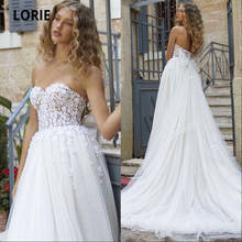 LORIE-vestidos de novia Vintage sin tirantes, tul de encaje, línea A, blanco, marfil, bohemio, para novia 2024 - compra barato