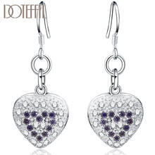 DOTEFFIL-pendientes de plata de ley 925 con forma de corazón, joyería de circonita púrpura, para mujeres 2024 - compra barato