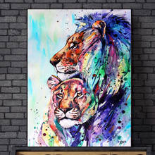 Modern Large Colorful Lion Water Color Artwork Posters Canvas Wall Art  Prints Posters Prints for Living Room Home Decor 2024 - buy cheap