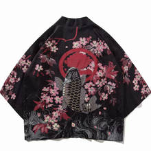 Yukata haori japonês carpa carpa quimono cardigan masculino samurai traje jaqueta camisa dos homens yukata haori tradicional ásia roupas 2024 - compre barato