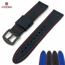 Aoow pulseira de relógio esportivo de borracha de silicone padrão de malha pulseira universal pulseira de pulseira 18mm 20mm 22mm 24mm para homens 2024 - compre barato