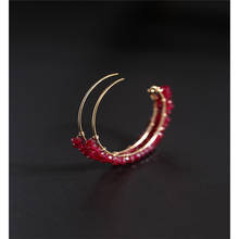 DMBS043 Faceted Ruby Earrings Female Genuine 14K Gold Injection Korean Earring 2024 - buy cheap