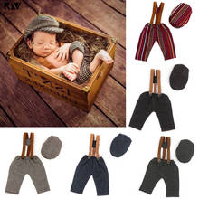 2pcs Newborn Baby Hat Pants Suspender Trouser Clothing Set Photo Shooting Costume Outfit Clothe Photography Props Accessories 2024 - buy cheap