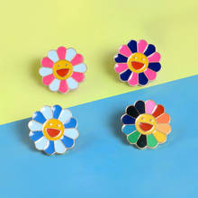 Cute Rainbow Colorful Smiling Sun Flower Brooches Enamel pins fashion jewelry bag hat denim pin accessories gift brooch for kids 2024 - buy cheap