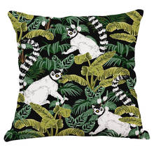 Jungle Plant Lemur Cushion Cover 45x45cm Cotton Linen Pillowcase Throw Pillow Covers Car Sofa Decorative Pillows Home Decoration 2024 - buy cheap