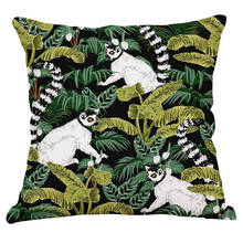 Capa de almofada lemur, capa de almofada de linho de algodão 45x45cm para carro, fronha decorativa com travesseiros para decoração de casa 2024 - compre barato