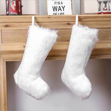 1PC White Christmas Stockings Plush Socks Candy Bag Gift Holder Hanging Xmas Home Decoration For Christmas Tree Ornaments 2024 - buy cheap