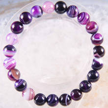 Bangle 6  8 10mm Round Beads Natural Stone Purple Veins Onyx Stretch Bracelet for Men Women Jewelry Gift 2024 - buy cheap