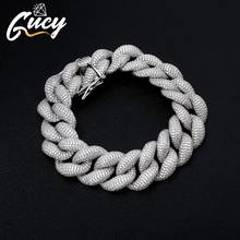 GUCY Fashion High Quality Miami Cuban Chain Bracelet Men's Hip hop Jewelry AAA Zirconia Silver Color Bracelets 2024 - buy cheap