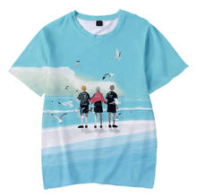 Camiseta criativa do céu e oceano, camiseta fashion com estampa 3d haikyuu, camiseta casual e de manga curta para meninos e meninas 2024 - compre barato